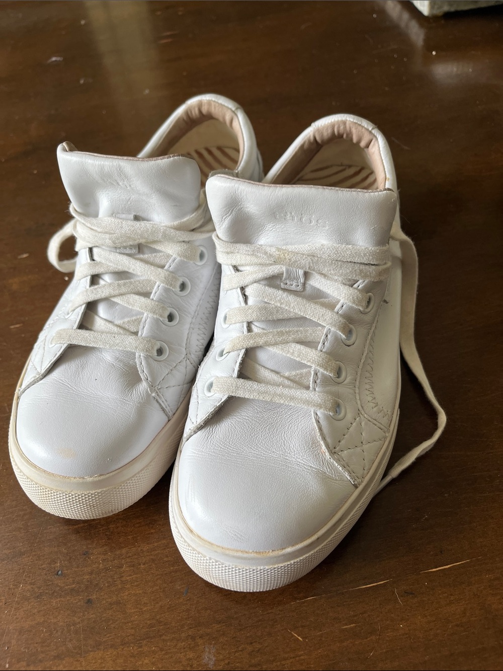 Taos Footwear White Leather Sneakers with Cream Accents